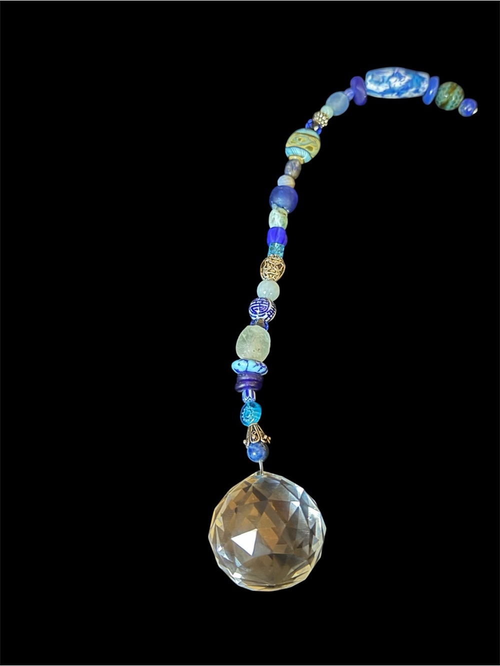 Hanging Blue Beads w/ Crystal Ball